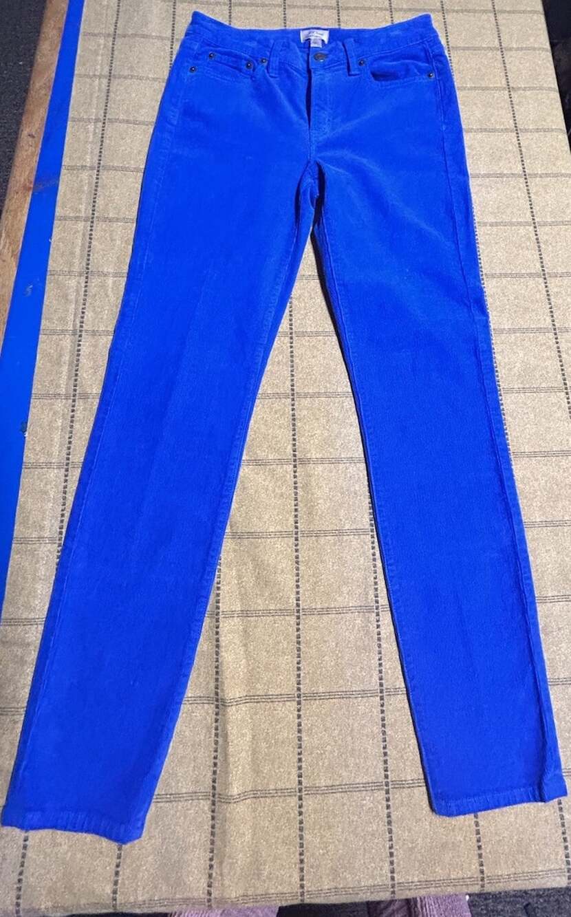 JCrew Toothpick Skinny Corduroy Pants Cobalt Blue Size 27 inch waist